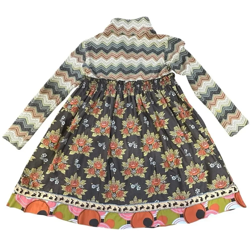 Matilda Jane Girls SZ 6 Field Trip Harlow Mock Turtleneck Cottagecore BOHO Dress
